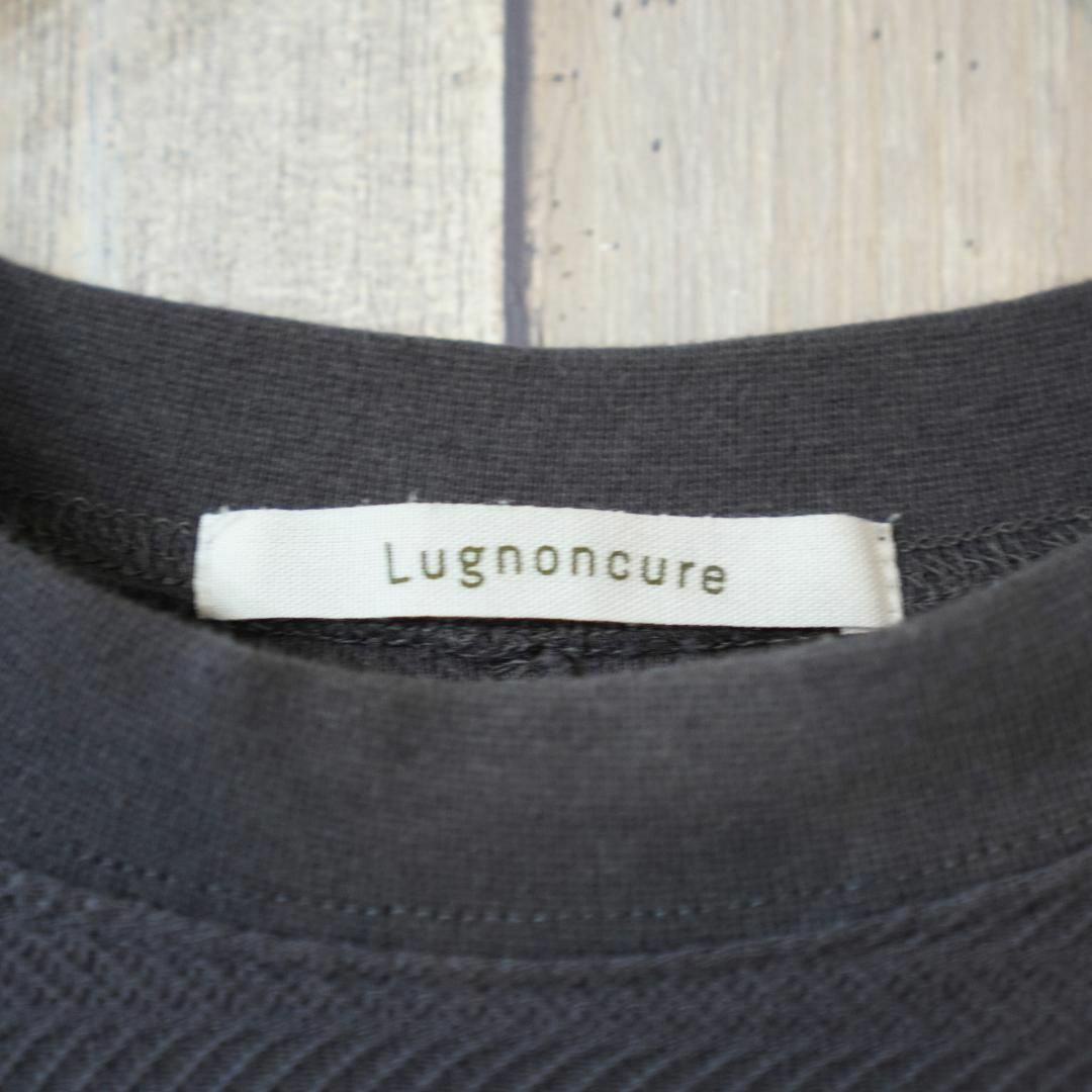 Lugnoncure(ルノンキュール)のLugnoncure フレンチスリーブヘリンボーン柄カットソー グレーF レディースのトップス(Tシャツ(半袖/袖なし))の商品写真