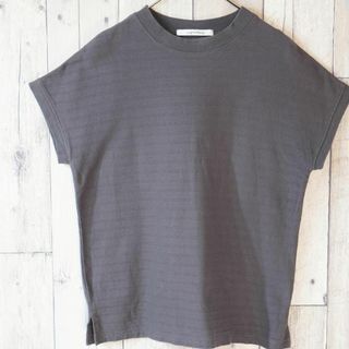 ルノンキュール(Lugnoncure)のLugnoncure フレンチスリーブヘリンボーン柄カットソー グレーF(Tシャツ(半袖/袖なし))