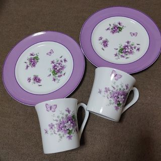 エインズレイ(Aynsley China)のaynsley　エインズレイ　イングリッシュバイオレット　プレート＆マグセット(食器)