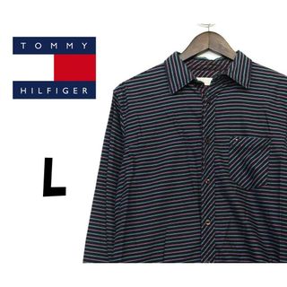 トミー(TOMMY)のトミー　ボーダー柄シャツ　ネイビー　L　F00035(シャツ)