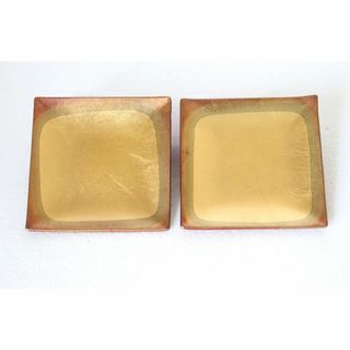 KUMA様専用　金箔張り銘々皿　２枚組　菓子皿　角皿　小皿　昭和レトロ(漆芸)