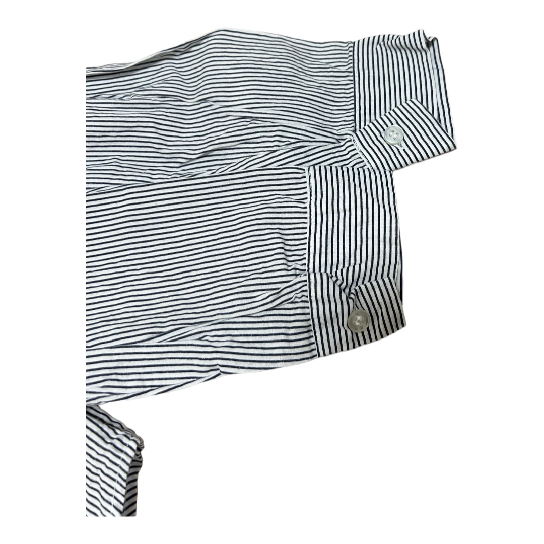 ストライプシャツ 羽織 タンクトップの上に◎ カラッと素材 1枚あると便利無難 レディースのトップス(シャツ/ブラウス(長袖/七分))の商品写真