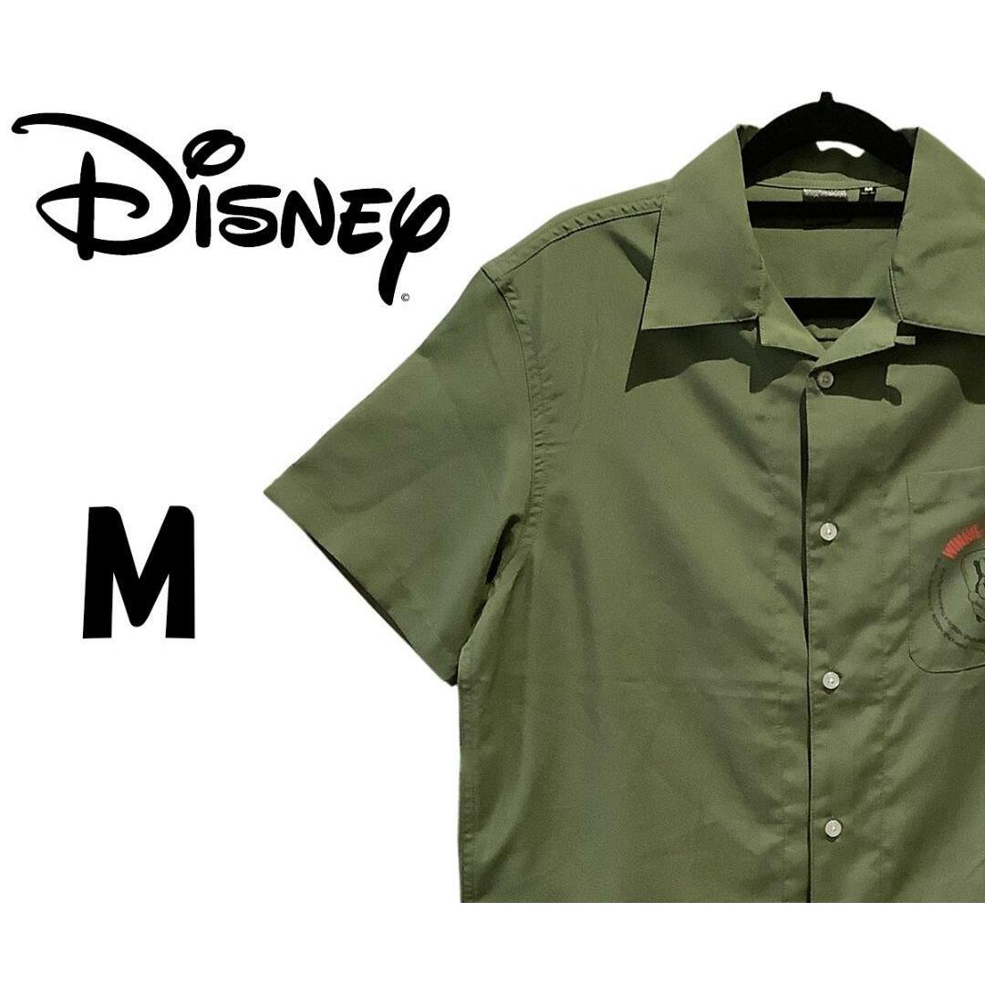 Disney(ディズニー)のディズニー　くまのプーさん　オープンカラーシャツ　カーキ　Ｍ　K00171 メンズのトップス(シャツ)の商品写真