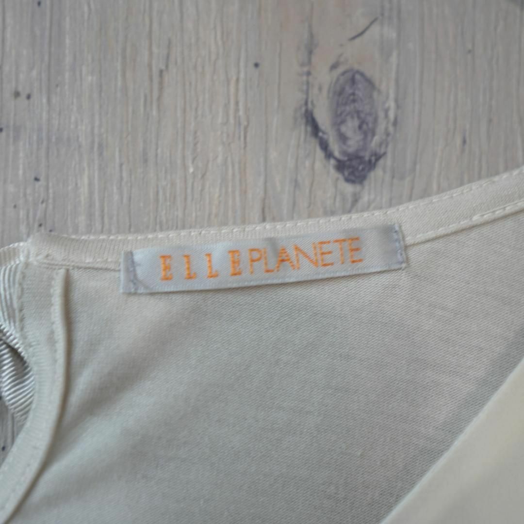 ELLE PLANETE(エルプラネット)のELLE PLANETE シフォン＆カットソーコンビボリュームブラウス ベージュ レディースのトップス(Tシャツ(半袖/袖なし))の商品写真