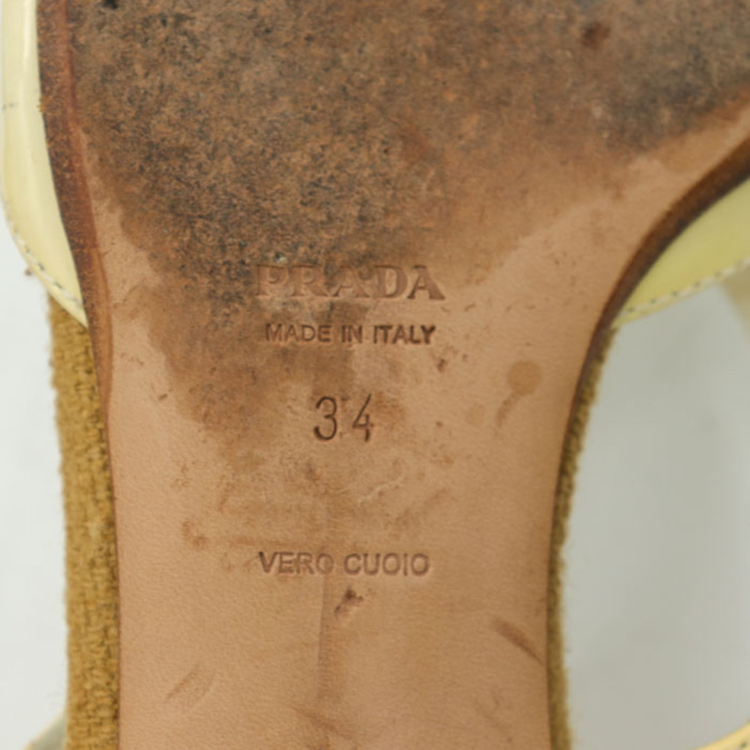 PRADA(プラダ)のプラダ ストラップサンダル イタリア製 フラットシューズ 靴 ブランド レディース 34サイズ イエロー PRADA レディースの靴/シューズ(サンダル)の商品写真
