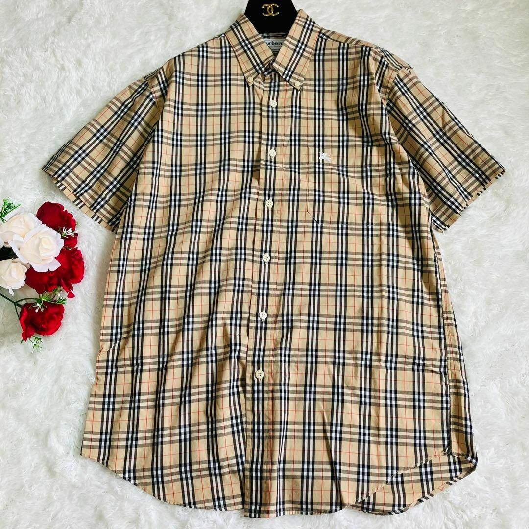 BURBERRY(バーバリー)のBurberry　バーバリー ノバチェック　半袖シャツ　ボタンダウン　ベージュM メンズのトップス(Tシャツ/カットソー(半袖/袖なし))の商品写真