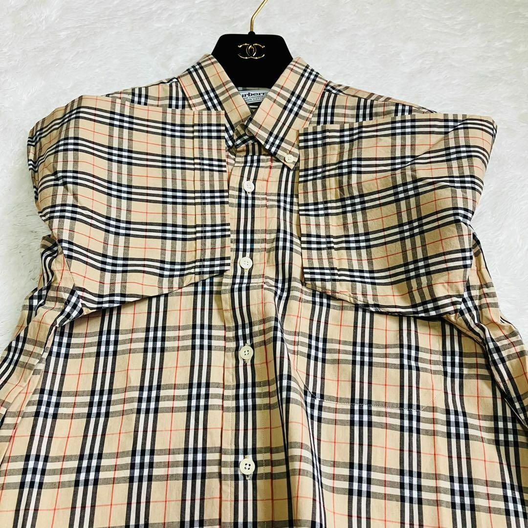 Burberry バーバリー ノバチェック 半袖シャツ ボタンダウン ベージュM