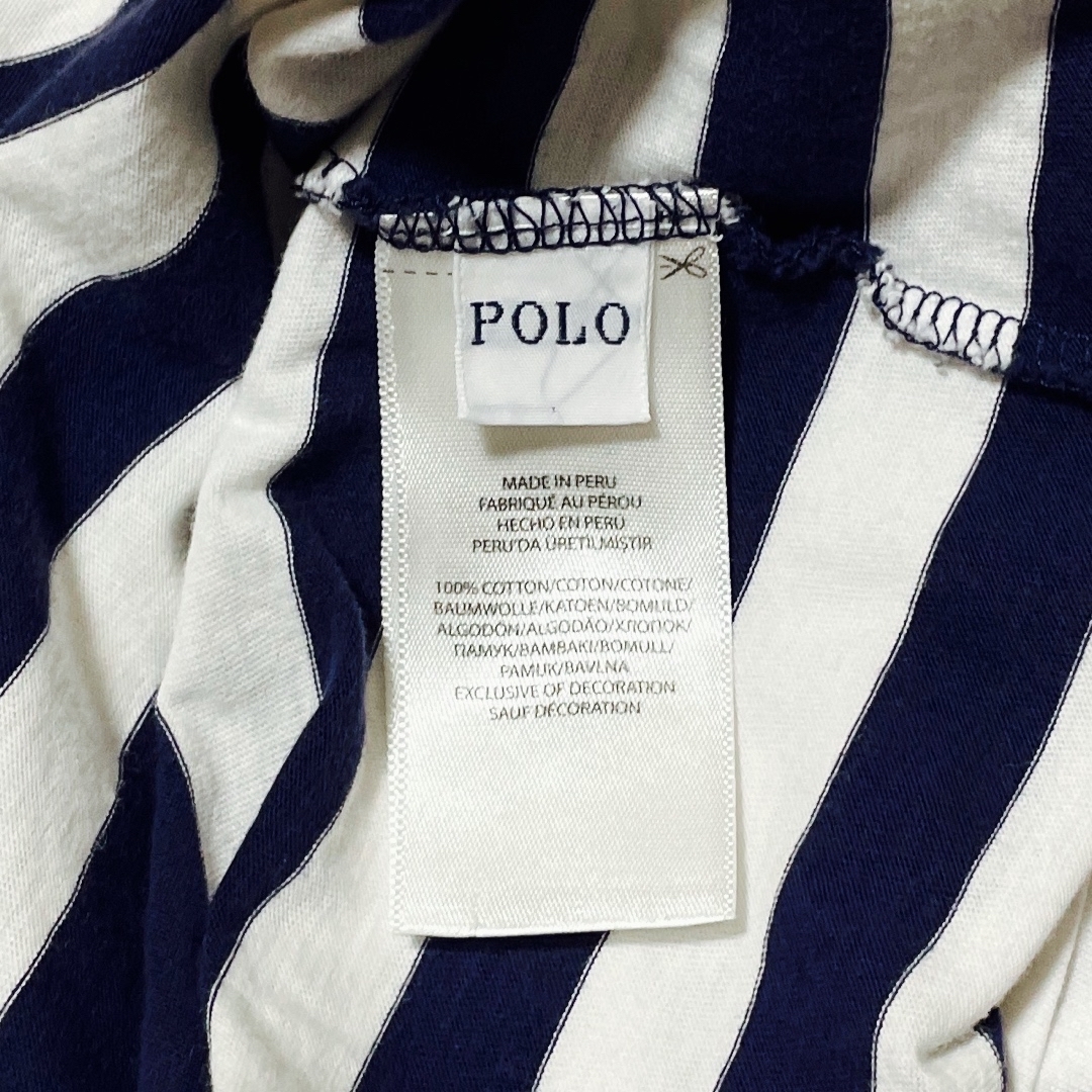 POLO RALPH LAUREN(ポロラルフローレン)のポロラルフローレン　VネックTシャツ　紺白ボーダー レディースのトップス(Tシャツ(半袖/袖なし))の商品写真