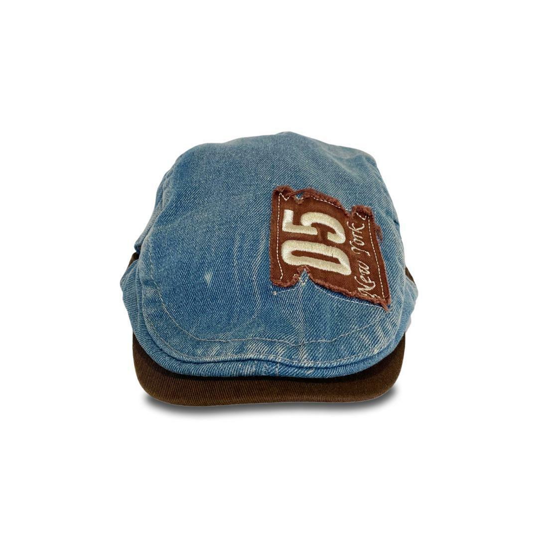 ノーブランド　ハンチング　デニム生地　ブルー　K00194 メンズの帽子(ハンチング/ベレー帽)の商品写真