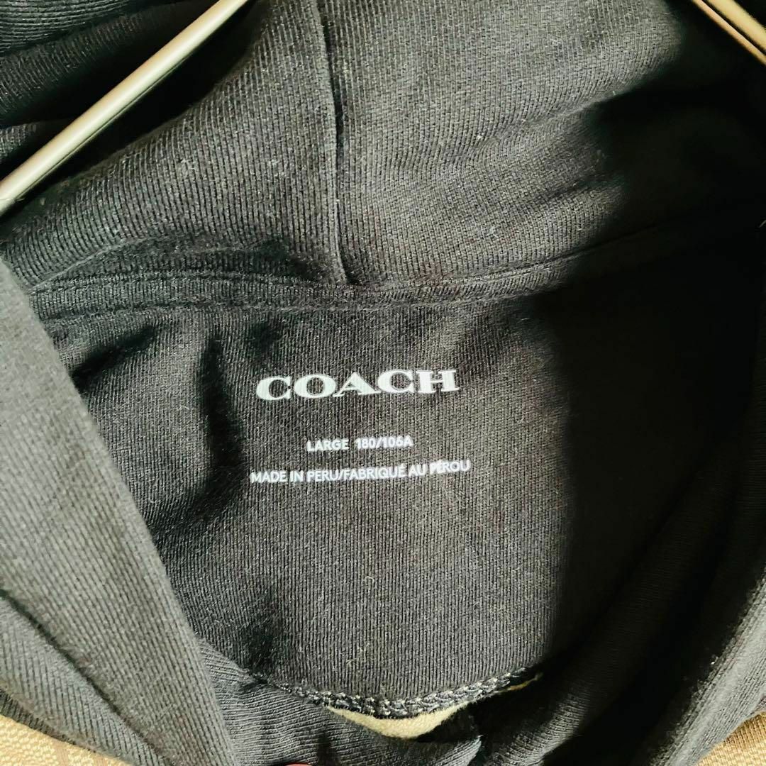 COACH(コーチ)の【美品】COACH コーチ　フードパーカー　シグネチャー　総柄　黒　ベージュ　L メンズのトップス(パーカー)の商品写真