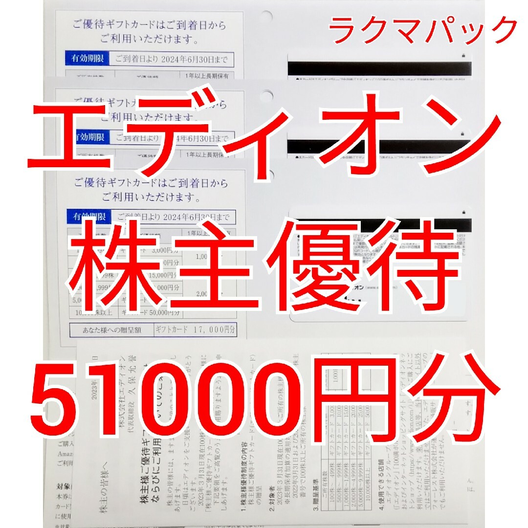 新作早割 エディオン 株主優待 51000円分 （追跡可能） チケット | bca ...