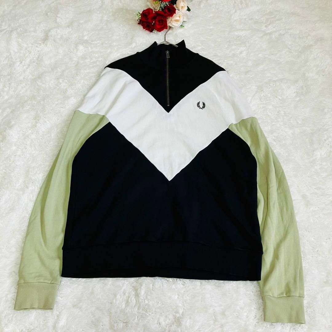 FRED PERRY(フレッドペリー)の【入手困難デザイン】フレッドペリー　ハーフジップスウェット　マルチカラー　刺繍M メンズのトップス(スウェット)の商品写真