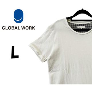 グローバルワーク(GLOBAL WORK)のグローバルワーク　半袖 Tシャツ　ホワイト　L　K00211(Tシャツ(半袖/袖なし))