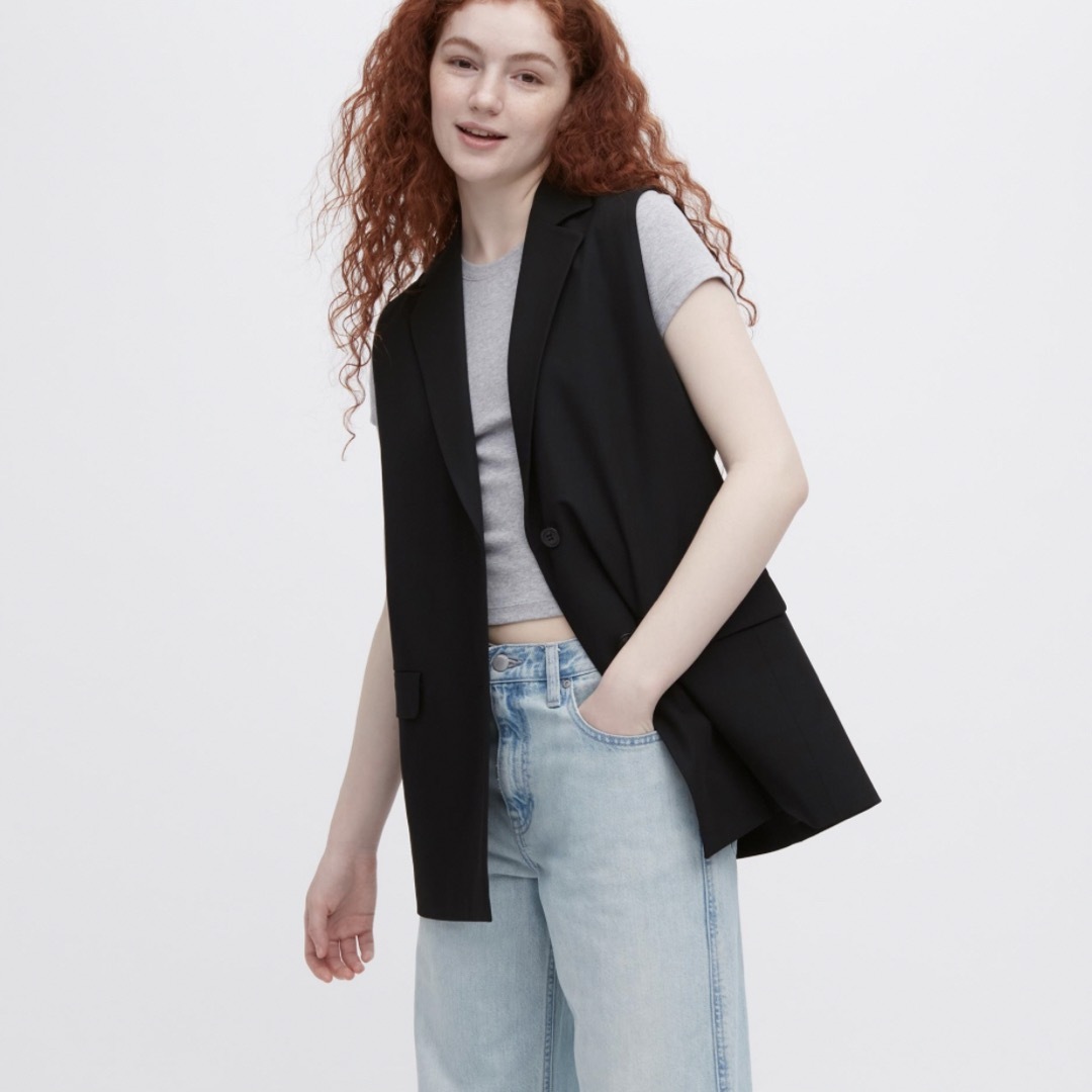 UNIQLO - 【新品未使用】UNIQLO ユニクロ ジレ Sサイズ ブラックの通販