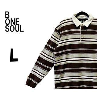 ビーワンソウル(B ONE SOUL)のビーワンソウル　長袖 ポロシャツ　ボーダー　L　K00204(ポロシャツ)