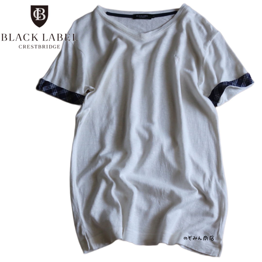 BLACK LABEL CRESTBRIDGE(ブラックレーベルクレストブリッジ)の【BLACK LABEL CRESTBRIDGE】半袖Tシャツ　麻70% 白★ メンズのトップス(Tシャツ/カットソー(半袖/袖なし))の商品写真