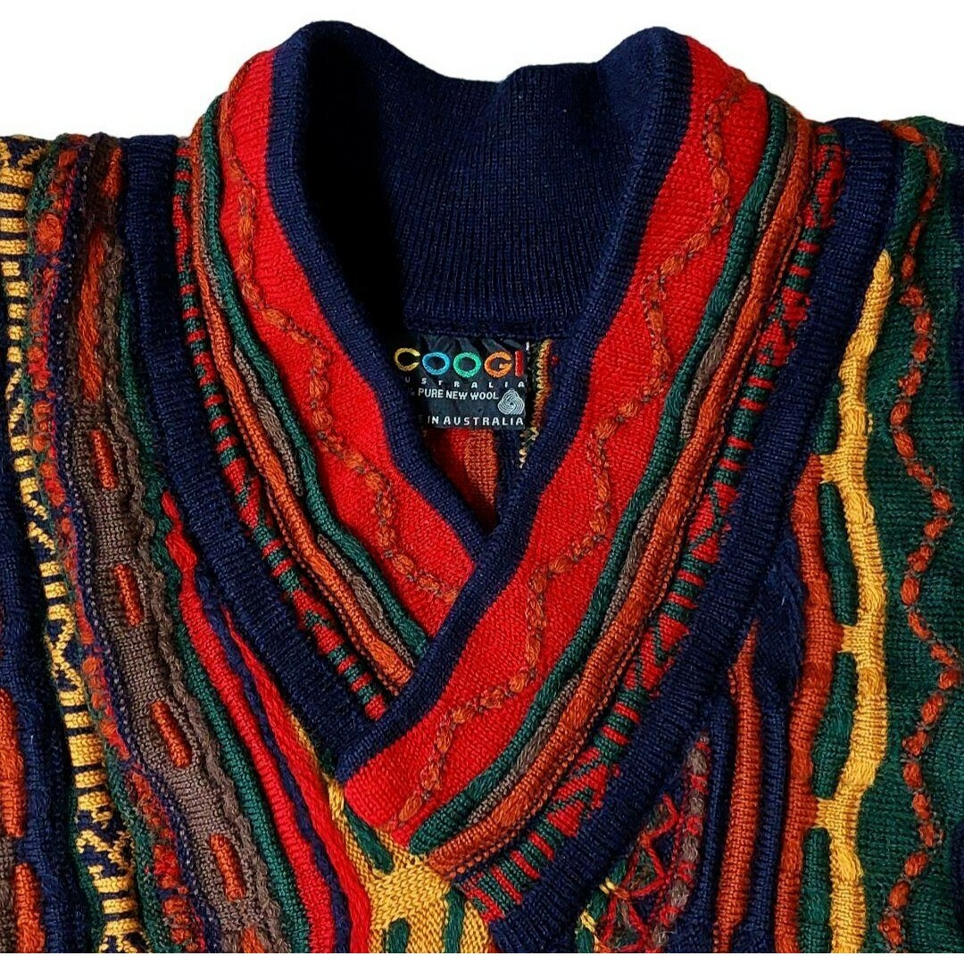 希少デザイン COOGI クージー ショールカラー 3D ニット セーター