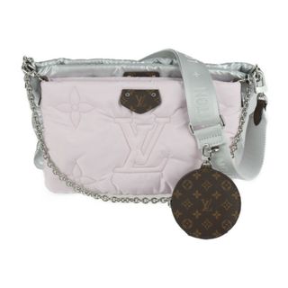 ルイヴィトン(LOUIS VUITTON)のLOUIS VUITTON ルイ ヴィトン  モノグラム マキシ ミュルティ ポシェット アクセソワール ショルダーバッグ M21056   リサイクルナイロン シルバー ペールピンク  3WAY クラッチバッグ LVピロー ビトン 【本物保証】(ショルダーバッグ)