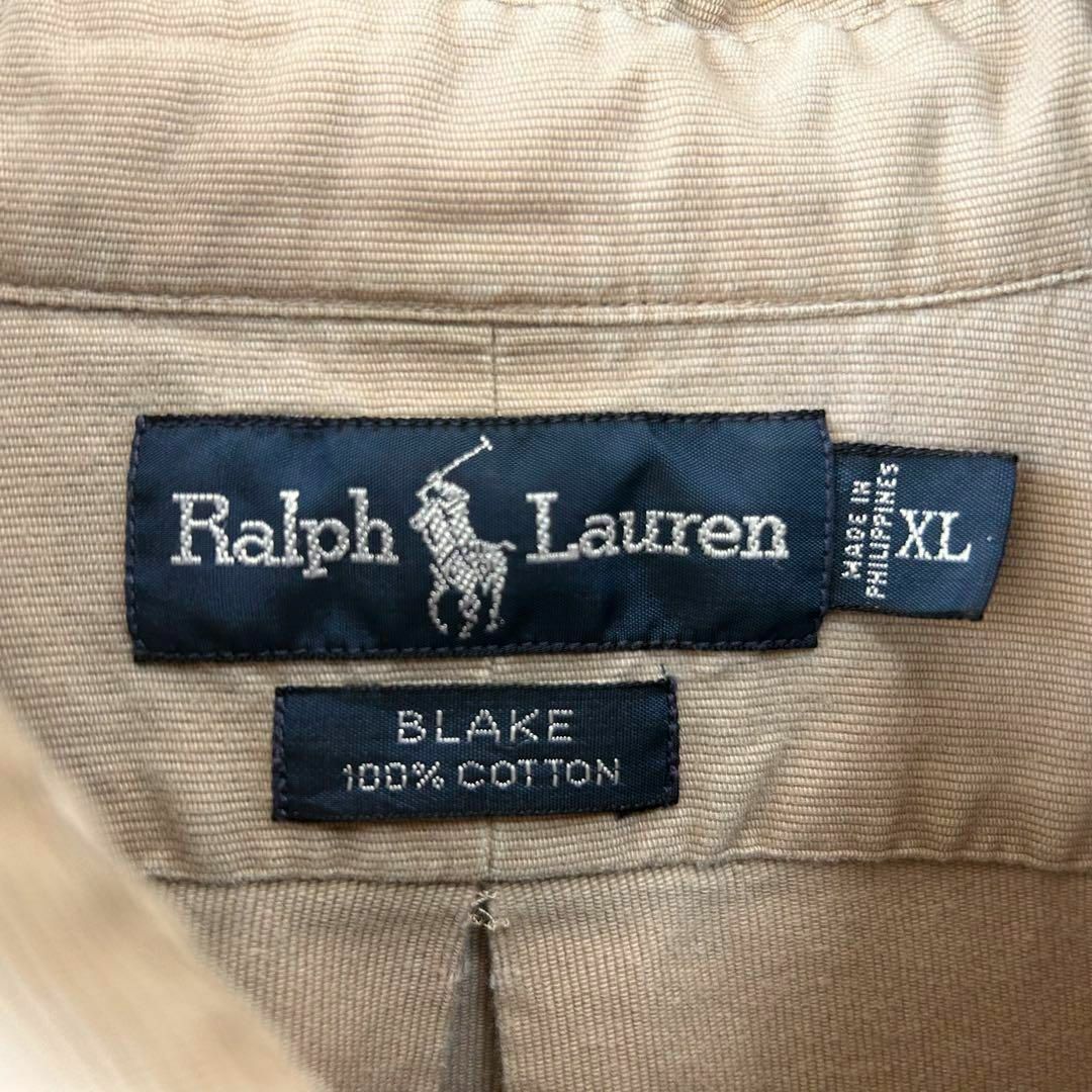 Ralph Lauren(ラルフローレン)の【希少‼︎】ラルフローレン 刺繍ロゴ 緑刺繍 長袖 BDシャツ ベージュ メンズのトップス(シャツ)の商品写真