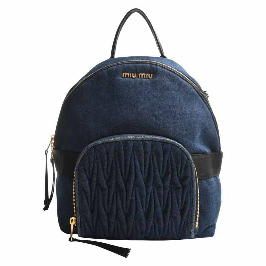 【中古】miu miu ミュウミュウ DENIM MATELASSE リュックサック バックパック 5BZ019 ブルー by | フリマアプリ ラクマ