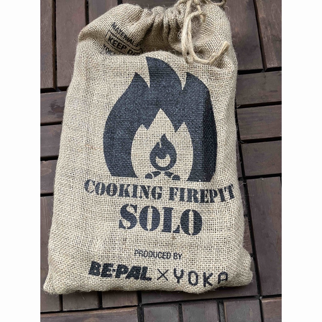 BE-PALロゴ入り FIRE COOKING PIT SOLO 麻袋付きセット