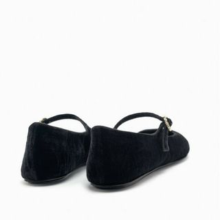 ZARA ビジュー アンクルストラップ バレエ フラットシューズ