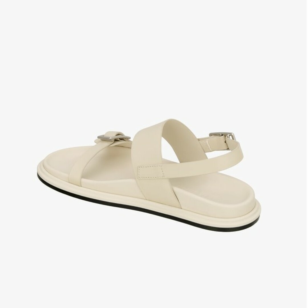 ZARA - ZARA バックル付き リアルレザー サンダル ベージュ 38サイズの