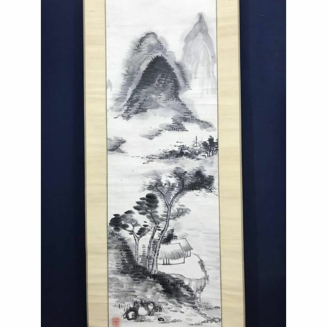 作者不詳/山水画賛/山水図/掛軸/名家伝来/AB-993 ひく 作者不詳/山水画賛/山水図/掛軸/名家伝来/AB-993 ひく