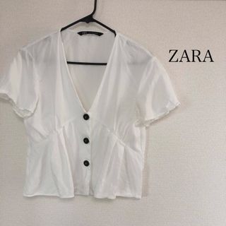 【最終値下げ】ZARA ブラウス　トップス　ホワイト(シャツ/ブラウス(半袖/袖なし))