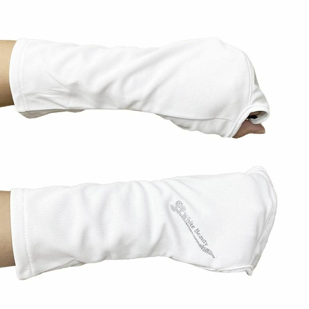 色: ホワイトＵＶカット ハンドカバー 手の甲の日焼け防止手袋紫外線対策