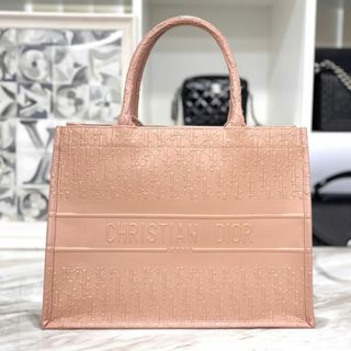 クリスチャンディオール(Christian Dior)の美品☆　ディオール　ブックトート　ミディアム　ピンクベージュ　2020年(トートバッグ)