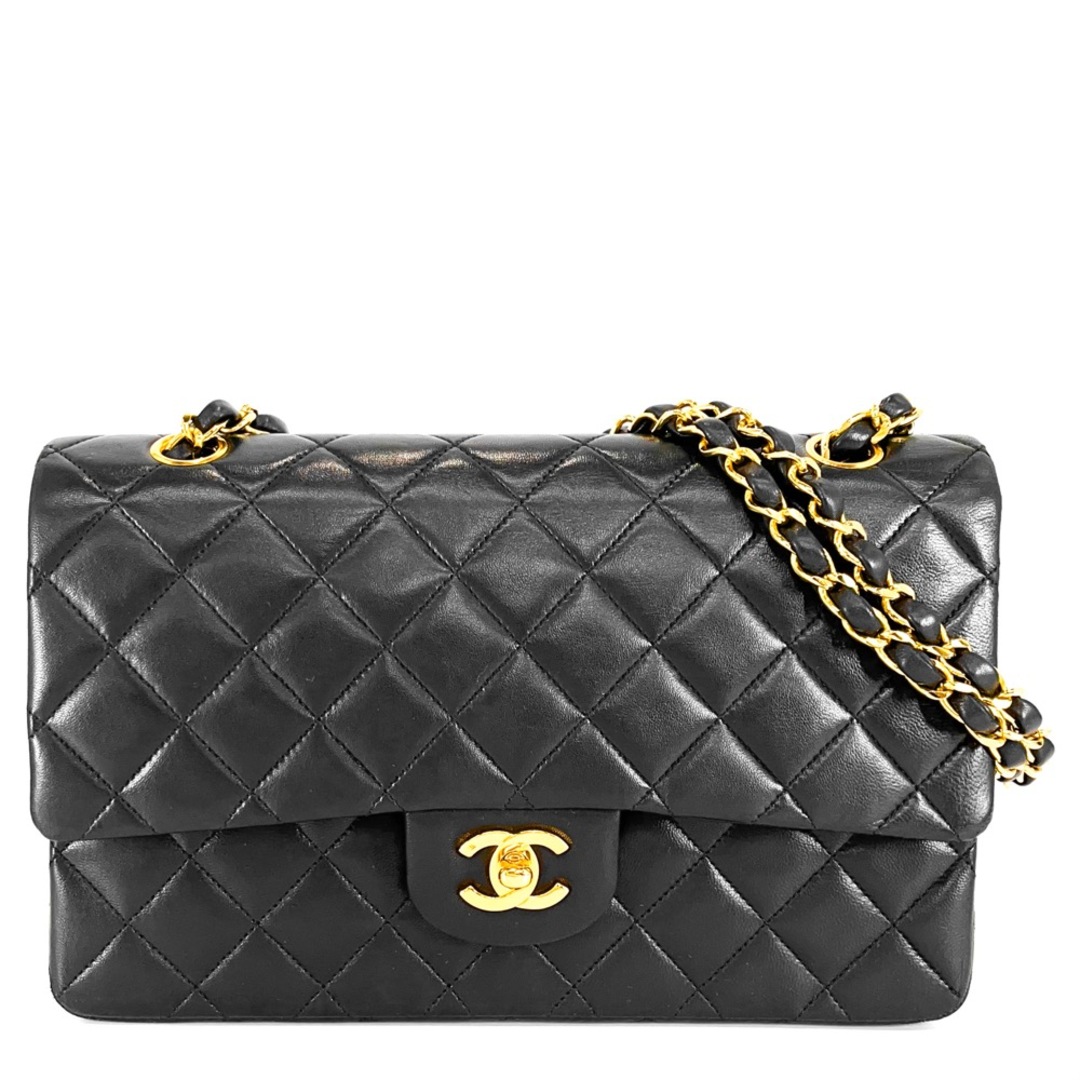 CHANEL シャネル ショルダーバッグ マトラッセ25 チェーンショルダーバッグ ココマーク ココ ダブルフラップ ダブルチェーン かばん 鞄 A01112 ラムスキン    ブラック 黒 ゴールド金具 レディース【品】