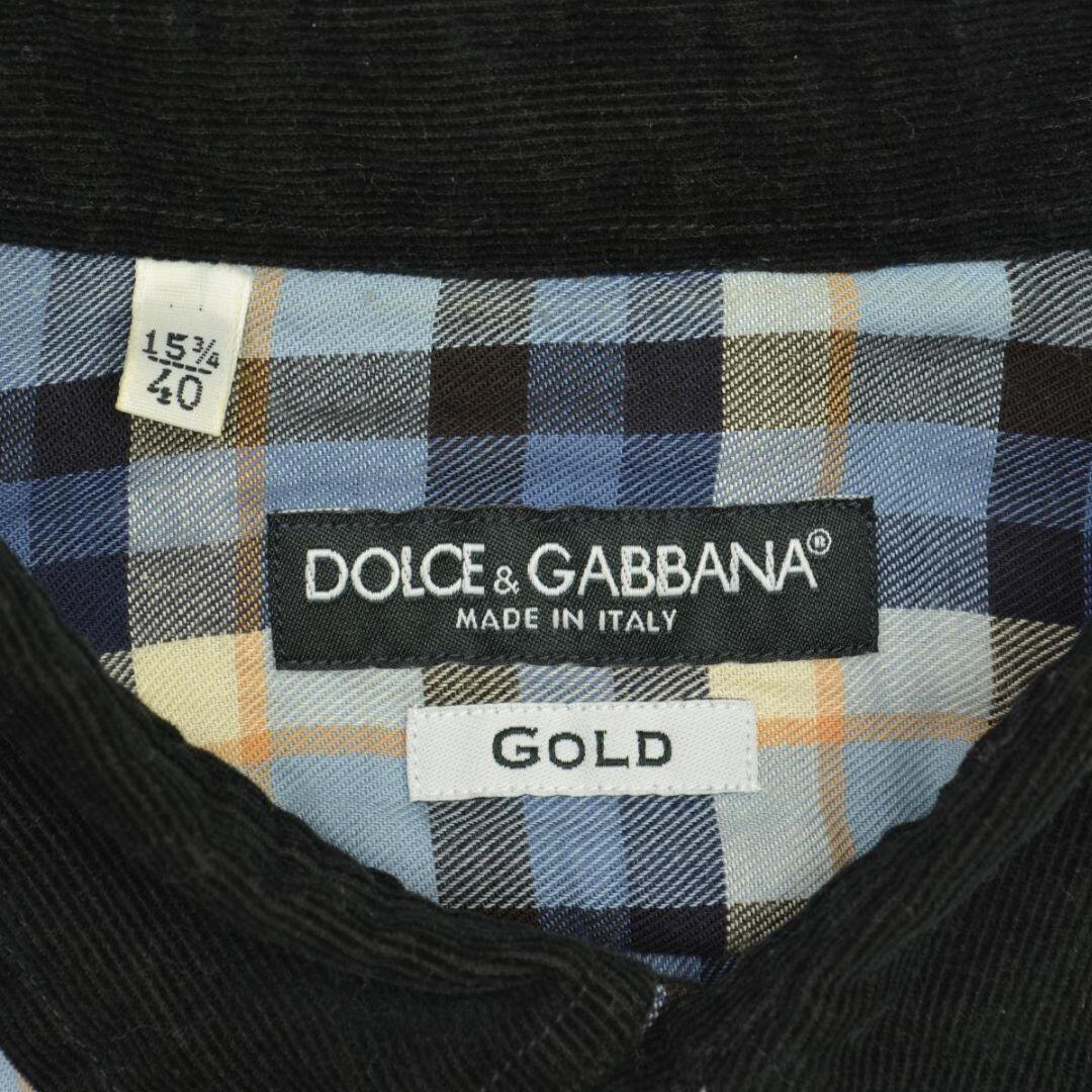 G006262965表記サイズ【DOLCE&GABBANA】GOLD コーデュロイカラーチェック長袖シャツ