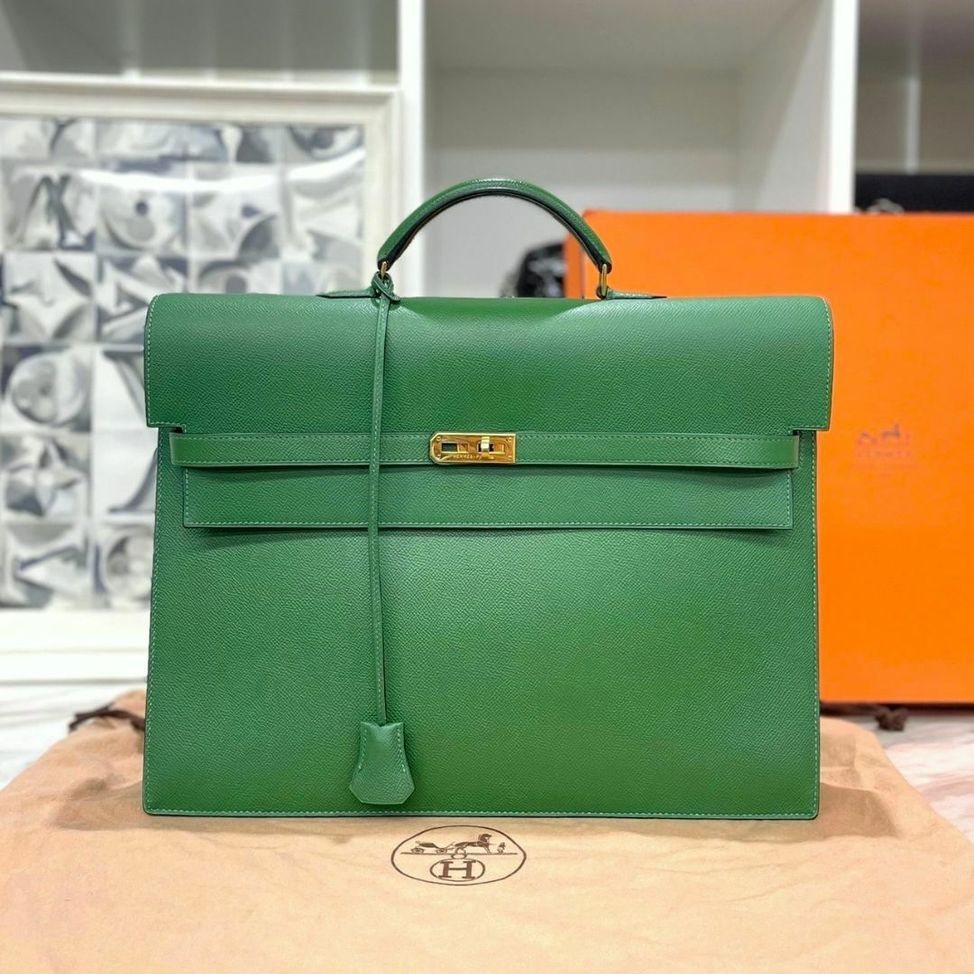 HERMES ビジネスバッグ ケリーデペッシュ38 ボックスカーフ ブラウン