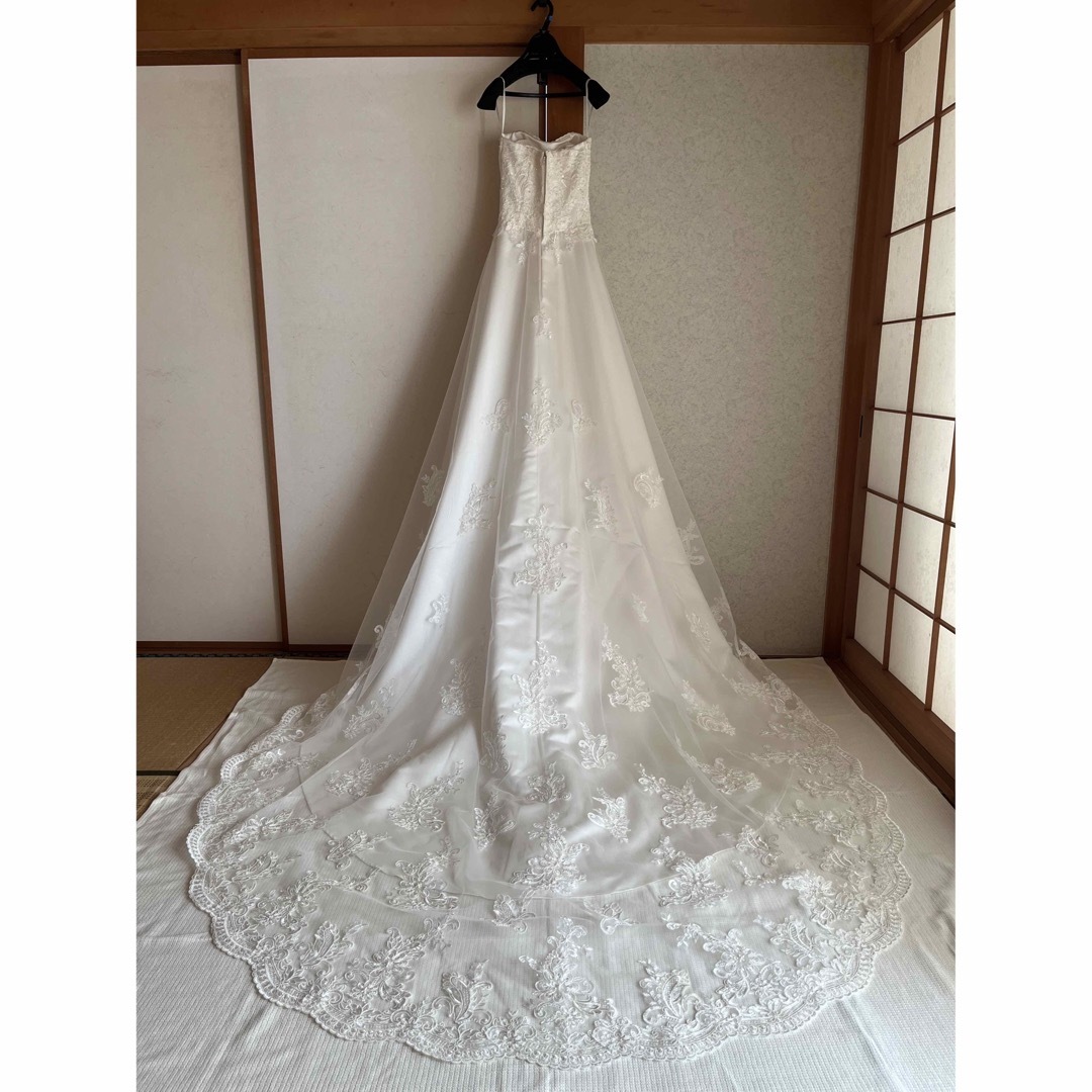 【匿名配送】美品!ロングトレーン ウェディングドレス【ドレスカバー×2付】送料込