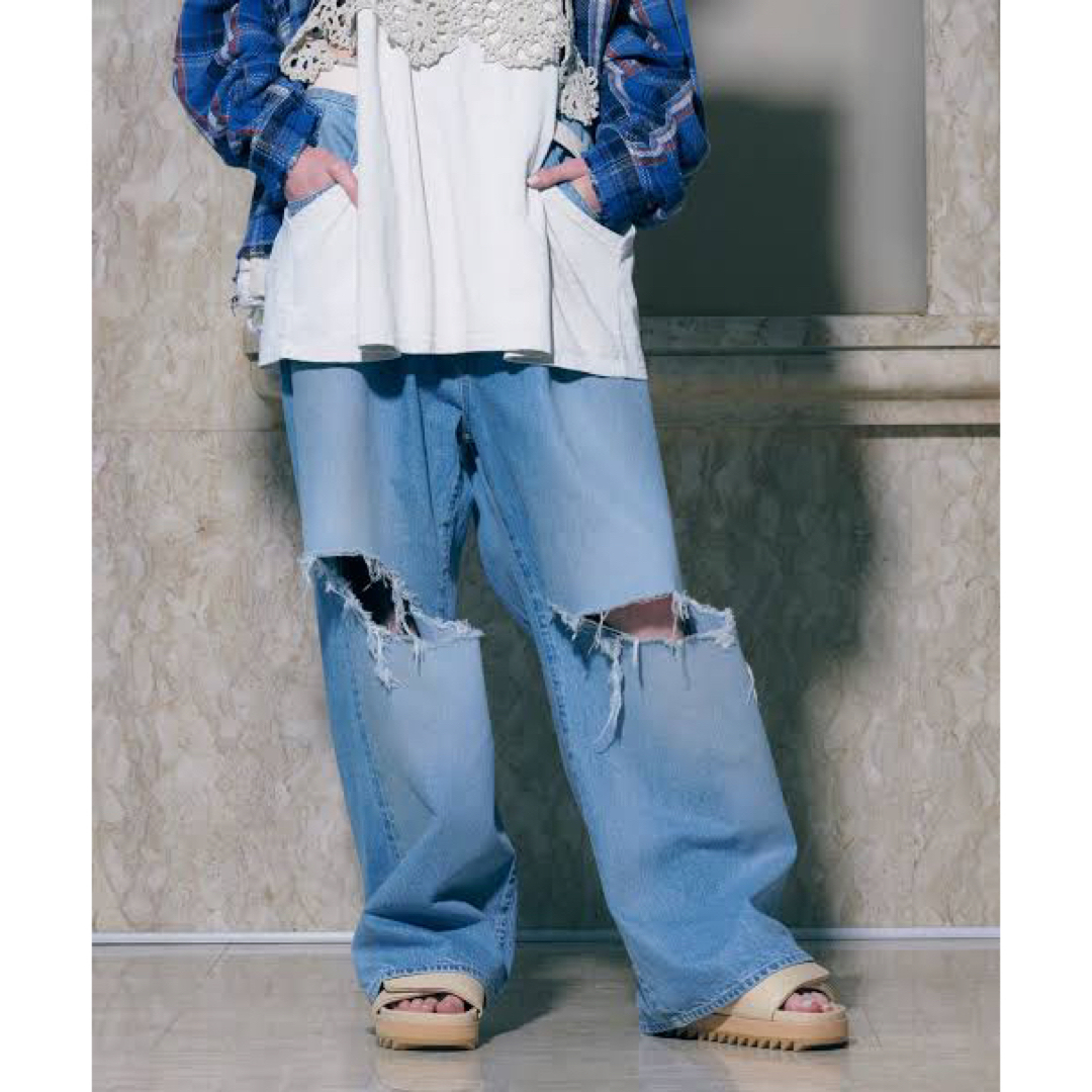 送料込み 登坂広臣着用 JIEDA DAMAGE WIDE STRAIGHT DENIM