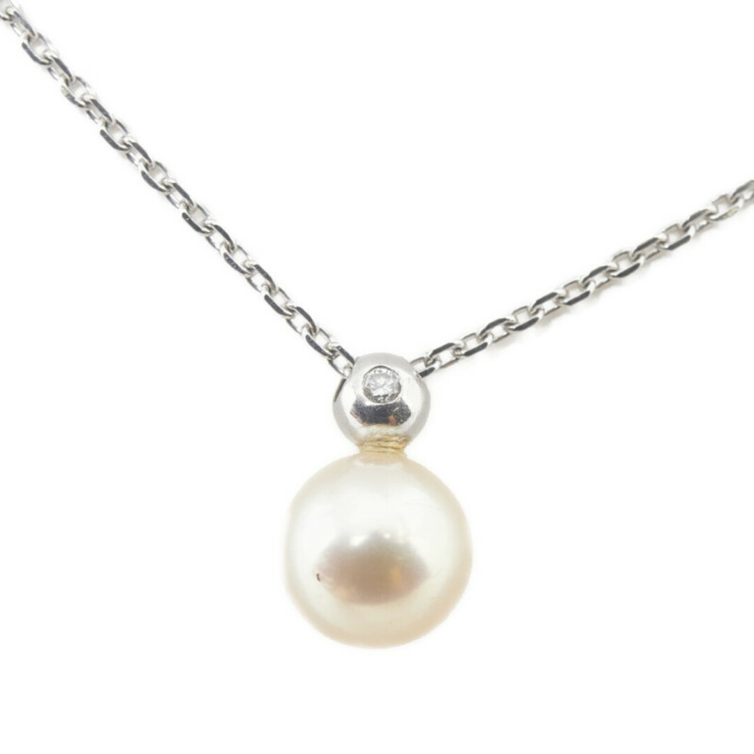 K18WG ホワイトゴールド ネックレス パール 7.5mm ダイヤ 0.02ct 【1