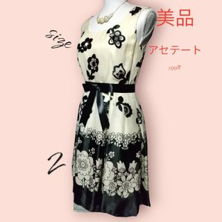 ANNA SUI　花刺繍ワンピース　シルク100%　花柄　ホワイト　シースルー