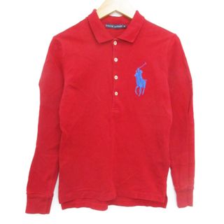 ラルフローレン(Ralph Lauren)のラルフローレン ポロシャツ 長袖 ポロカラー ビッグポニー 刺繍 M 赤 青(ポロシャツ)