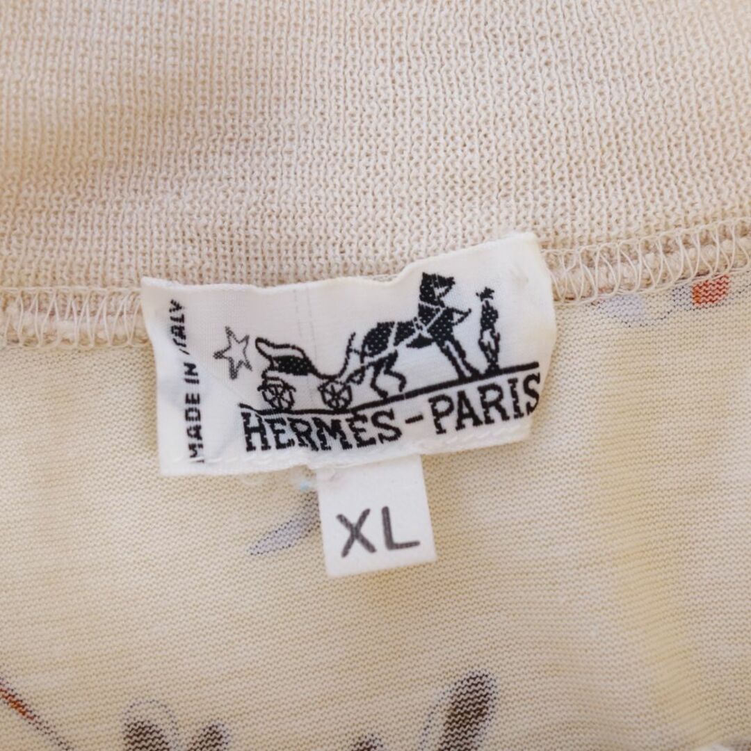 Vintage エルメス HERMES Tシャツ カットソー ノースリーブ 総柄 コットン トップス レディース XL マルチカラー