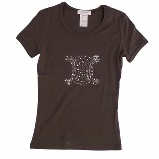 セリーヌ(celine)のセリーヌ CELINE Tシャツ カットソー マカダム コットン トップス レディース フランス製 S ブラウン(Tシャツ(半袖/袖なし))