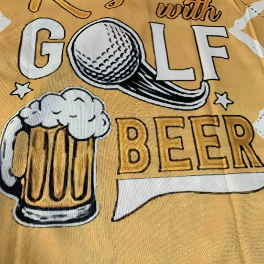 色々な ゴルフとビールとスケルトン メンズポロシャツゴルフウェア