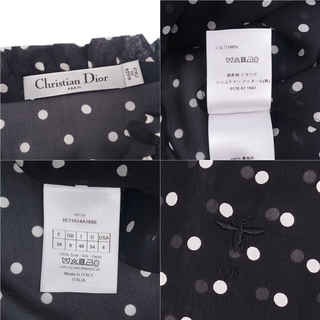 【広尾店】クリスチャン ディオール Christian Dior ドット柄 ワンピースシャツ size36 シルク【12921】