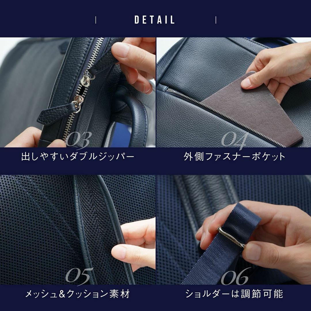 【色: キャメル】[ムラ] ビジネスリュック 薄型 メンズ 本革 ビジネスバッグ