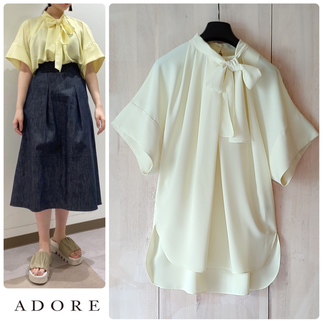 ◆幻◆ 希少レア！　定価3.2万円 ADORE クールデシンリボンブラウス