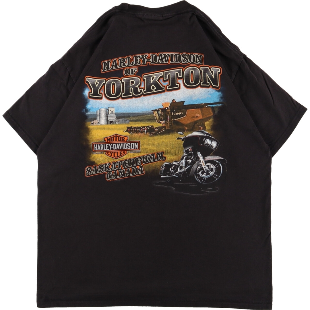 Harley Davidson(ハーレーダビッドソン)の古着 ヘインズ Hanes Harley-Davidson ハーレーダビッドソン 両面プリント モーターサイクル バイクTシャツ メンズL /eaa355137 メンズのトップス(Tシャツ/カットソー(半袖/袖なし))の商品写真