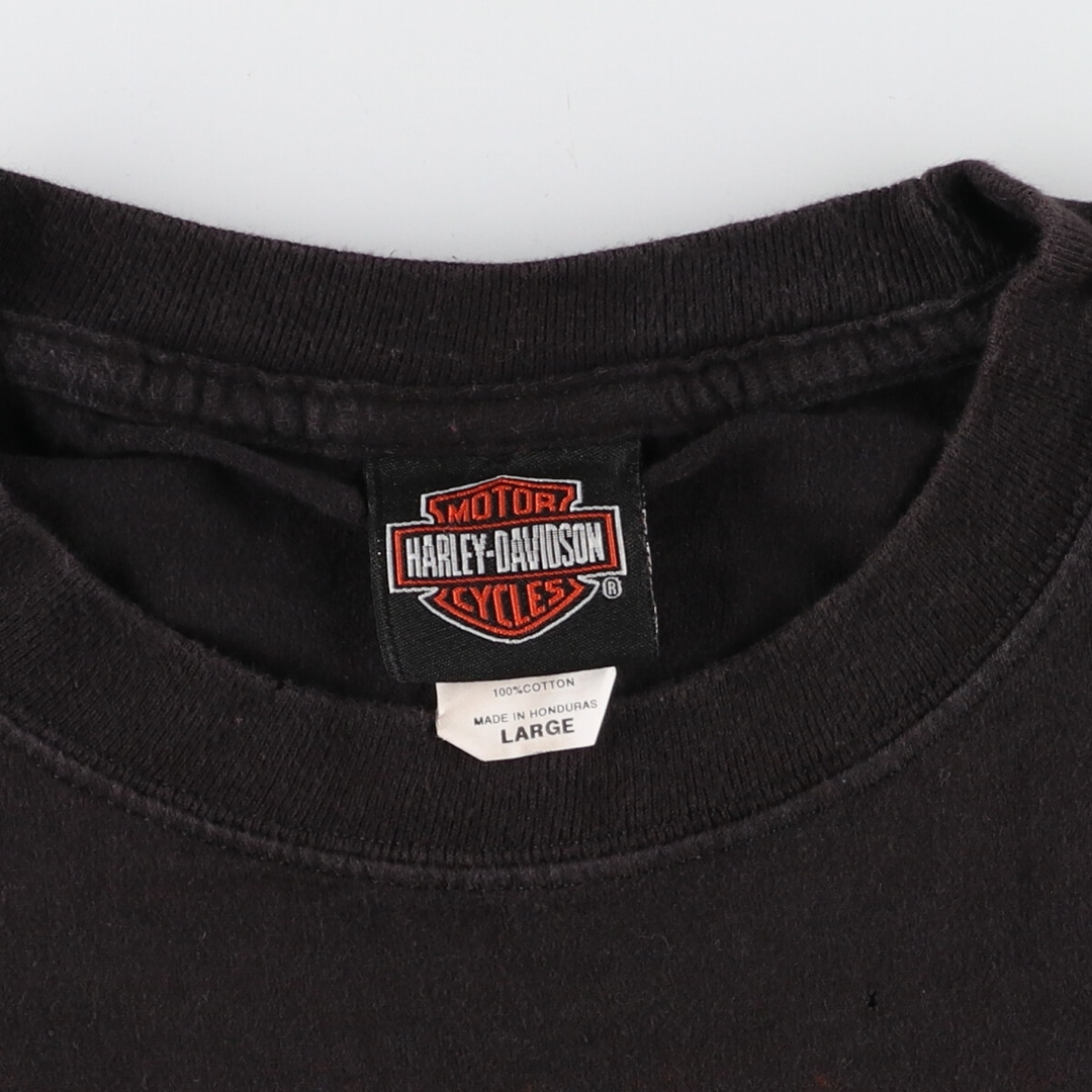 Harley Davidson(ハーレーダビッドソン)の古着 ヘインズ Hanes Harley-Davidson ハーレーダビッドソン 両面プリント モーターサイクル バイクTシャツ メンズL /eaa355137 メンズのトップス(Tシャツ/カットソー(半袖/袖なし))の商品写真