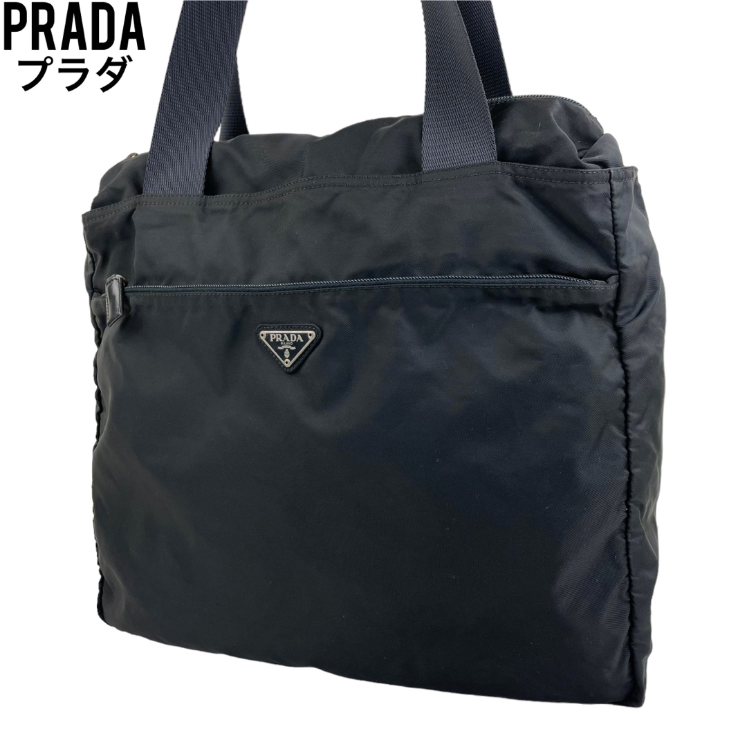 ✨良品 PRADA プラダ トートバッグ ブラック 黒 ナイロン ショルダー -