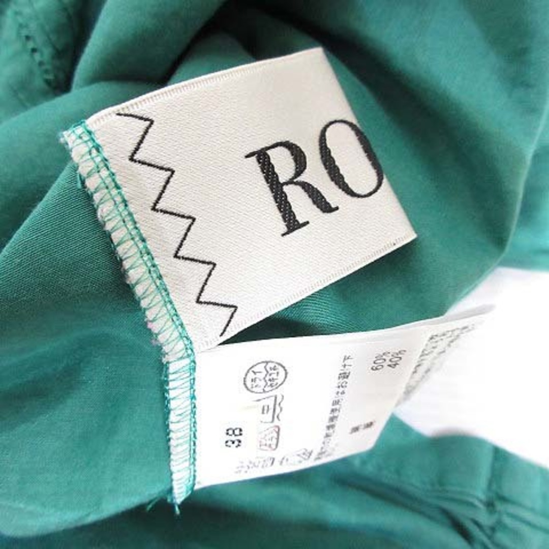 ROPE’(ロペ)のロペ ROPE フレンチスリーブ ピンタック ブラウス 38 緑 グリーン 絹混 レディースのトップス(シャツ/ブラウス(半袖/袖なし))の商品写真