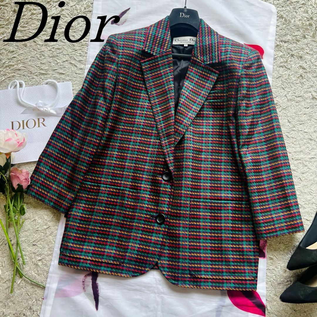 【美品】Christian Dior 総柄ジャケット ミドル丈 M ビンテージ